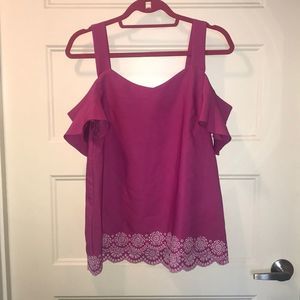 Magenta cold shoulder top